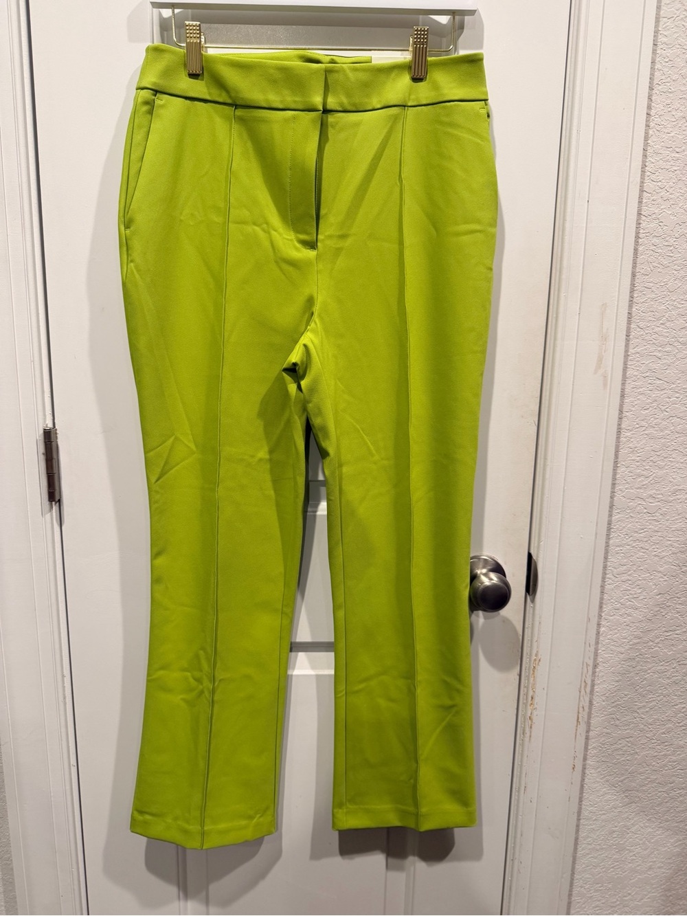 Rachel Zoe Lime Green High Rise Kick Flare Pants Size 8 Career Statement